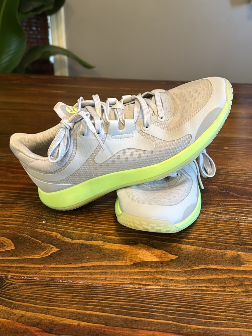 lululemon athletica Light Gray and Neon Yellow Athletic Shoes